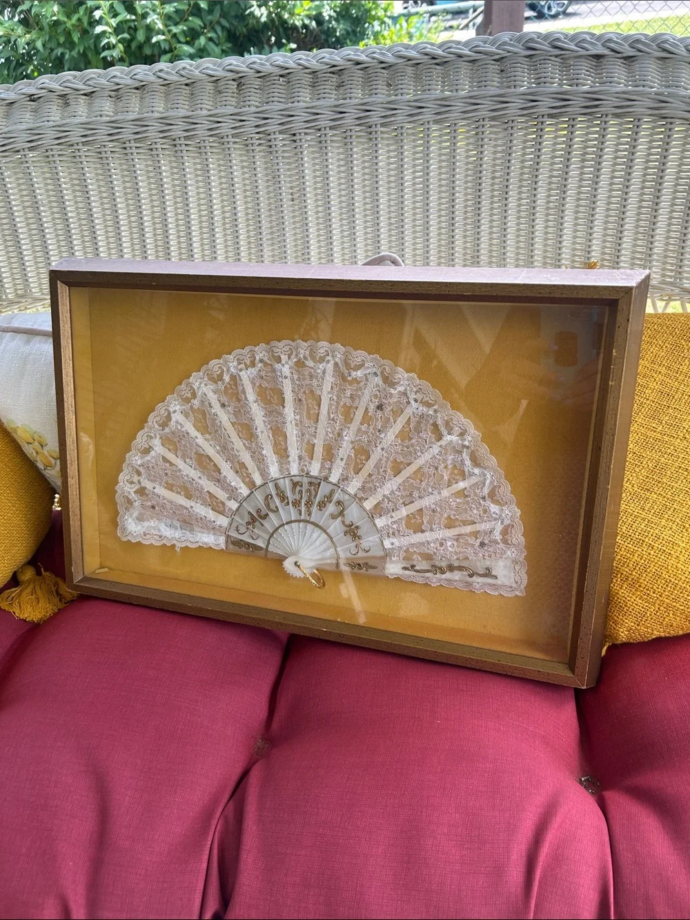 Vintage Framed Lace Hand Fan